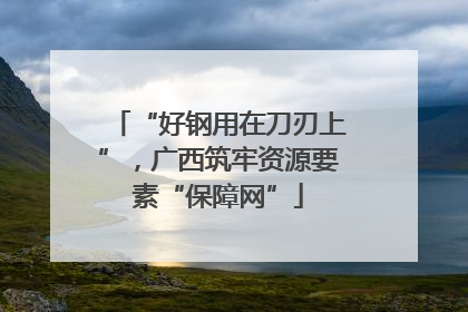 “好钢用在刀刃上”，广西筑牢资源要素“保障网”