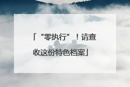 “零执行”！请查收这份特色档案