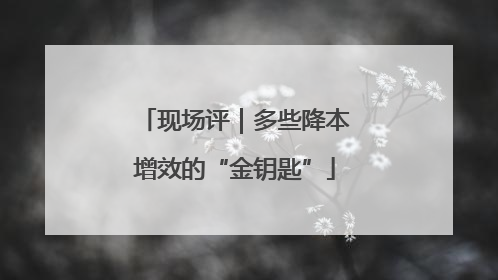 现场评｜多些降本增效的“金钥匙”
