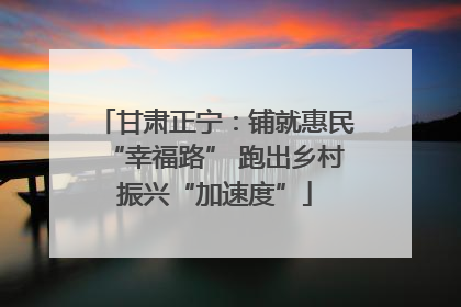 甘肃正宁：铺就惠民“幸福路” 跑出乡村振兴“加速度”