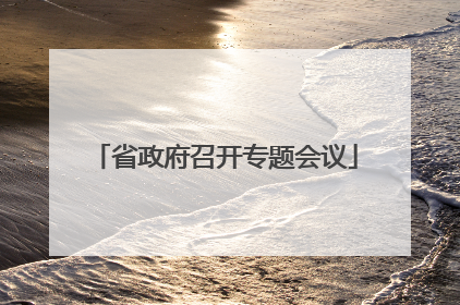 省政府召开专题会议