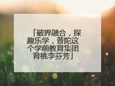破界融合，探趣乐学，普陀这个学前教育集团育桃李芬芳