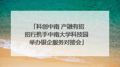 科创中南 产融有招 招行携手中南大学科技园举办银企服务对接会