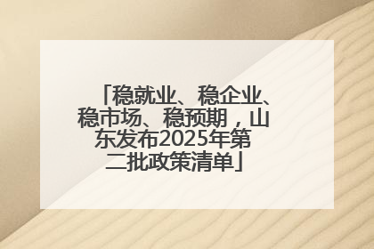 稳就业、稳企业、稳市场、稳预期，山东发布2025年第二批政策清单