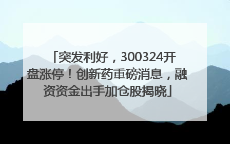 突发利好，300324开盘涨停！创新药重磅消息，融资资金出手加仓股揭晓
