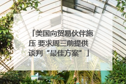 美国向贸易伙伴施压 要求周三前提供谈判“最佳方案”
