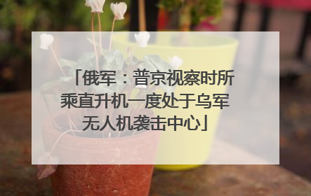 俄军：普京视察时所乘直升机一度处于乌军无人机袭击中心