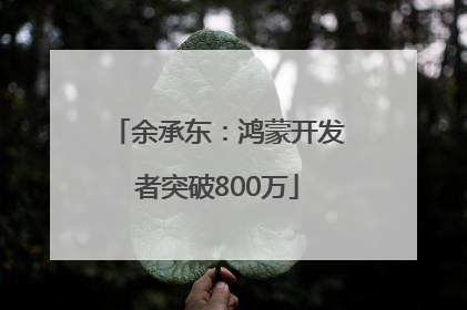 余承东：鸿蒙开发者突破800万
