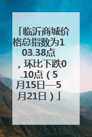 临沂商城价格总指数为103.38点，环比下跌0.10点（5月15日—5月21日）