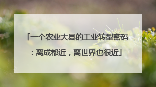 一个农业大县的工业转型密码：离成都近，离世界也很近