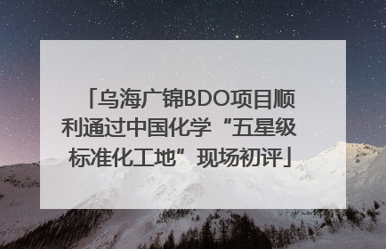 乌海广锦BDO项目顺利通过中国化学“五星级标准化工地”现场初评