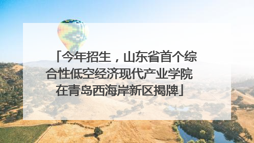 今年招生，山东省首个综合性低空经济现代产业学院在青岛西海岸新区揭牌