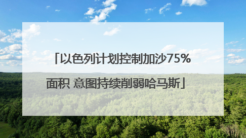 以色列计划控制加沙75%面积 意图持续削弱哈马斯