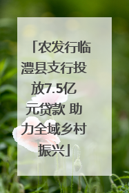 农发行临澧县支行投放7.5亿元贷款 助力全域乡村振兴