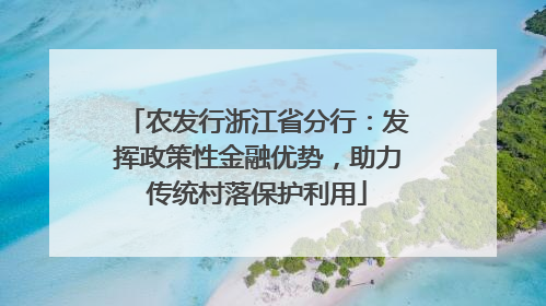 农发行浙江省分行：发挥政策性金融优势，助力传统村落保护利用