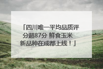 四川唯一平均品质评分超87分 鲜食玉米新品种在成都上线！