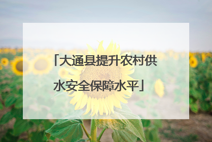 大通县提升农村供水安全保障水平