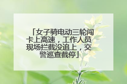 女子骑电动三轮闯卡上高速，工作人员现场拦截没追上，交警巡查截停