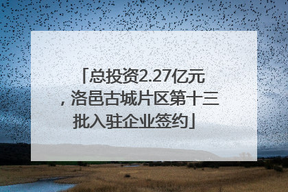总投资2.27亿元，洛邑古城片区第十三批入驻企业签约