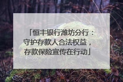 恒丰银行潍坊分行：守护存款人合法权益，存款保险宣传在行动