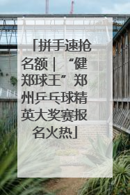 拼手速抢名额｜“健郑球王”郑州乒乓球精英大奖赛报名火热