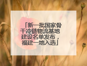 新一批国家骨干冷链物流基地建设名单发布，福建一地入选