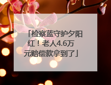 检察蓝守护夕阳红！老人4.6万元赔偿款拿到了