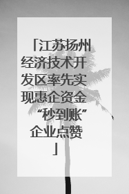 江苏扬州经济技术开发区率先实现惠企资金“秒到账” 企业点赞