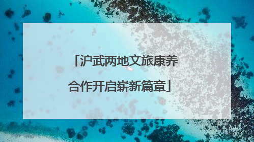 沪武两地文旅康养合作开启崭新篇章