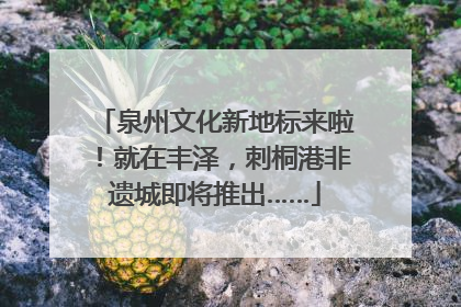 泉州文化新地标来啦！就在丰泽，刺桐港非遗城即将推出……