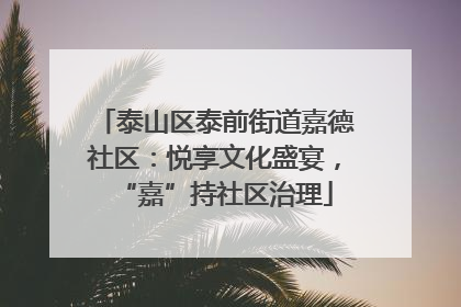 泰山区泰前街道嘉德社区：悦享文化盛宴，“嘉”持社区治理