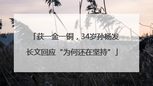 获一金一铜，34岁孙杨发长文回应“为何还在坚持”
