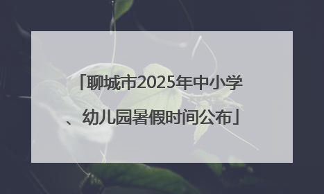 聊城市2025年中小学、幼儿园暑假时间公布