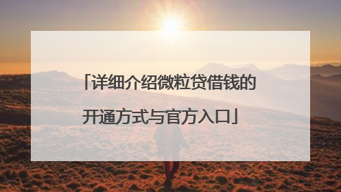 详细介绍微粒贷借钱的开通方式与官方入口