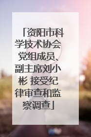 资阳市科学技术协会党组成员、副主席刘小彬 接受纪律审查和监察调查