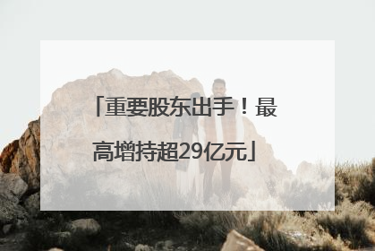 重要股东出手！最高增持超29亿元