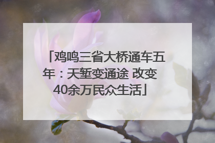 鸡鸣三省大桥通车五年：天堑变通途 改变40余万民众生活