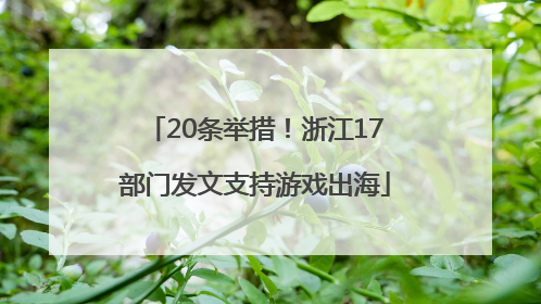 20条举措！浙江17部门发文支持游戏出海