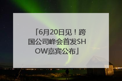 6月20日见！跨国公司峰会首发SHOW嘉宾公布